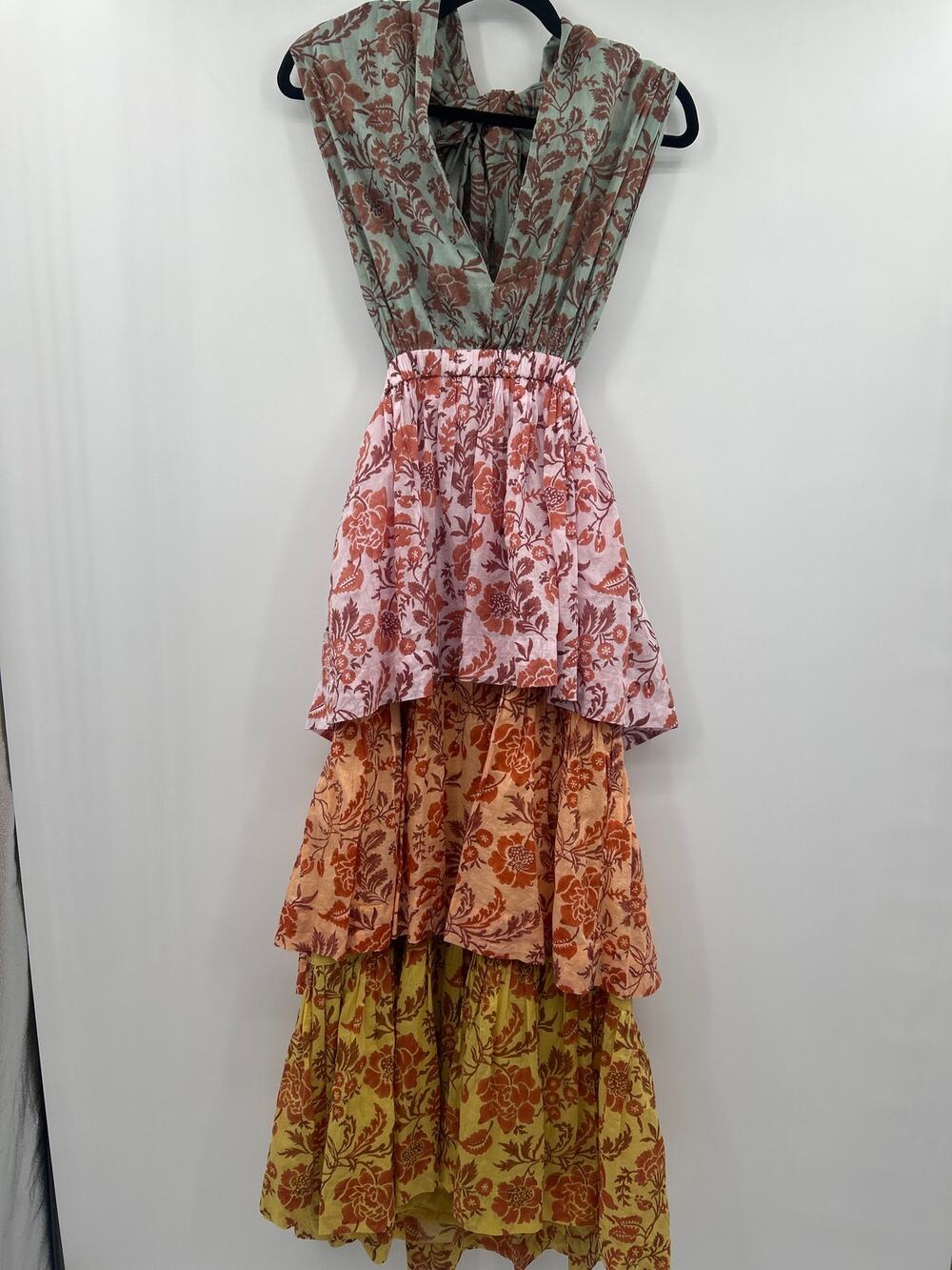 Hannah Artwear Tiered Floral Boho Prairie Cottagecore Maxi Dress 1/Small Cotton